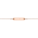 Bravo TV RHOSLC Lisa Barlow Barlow Beauties WWLBD Engraved Silver Bar Chain Bracelet