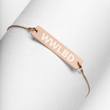 Bravo TV RHOSLC Lisa Barlow Barlow Beauties WWLBD Engraved Silver Bar Chain Bracelet